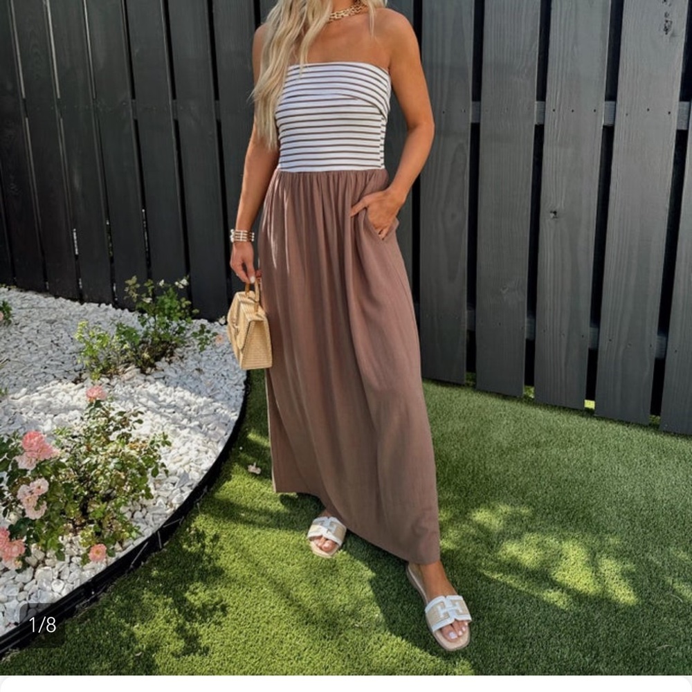 Striped Tube Top Maxi Dress